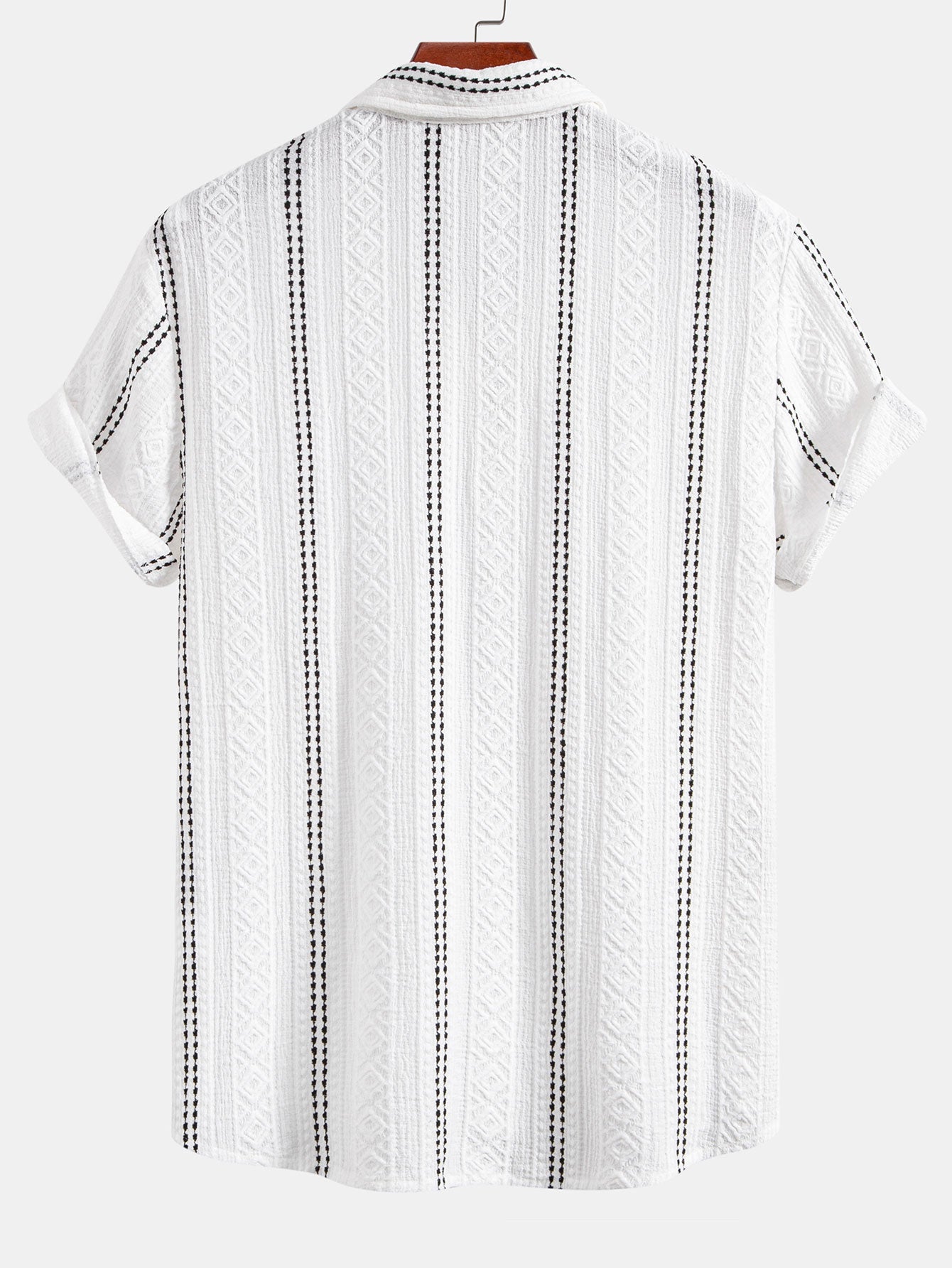 Geometrisen jacquard-nappipaidan ja kreppipintaisten shortsien täydentävä tuotekuva 4