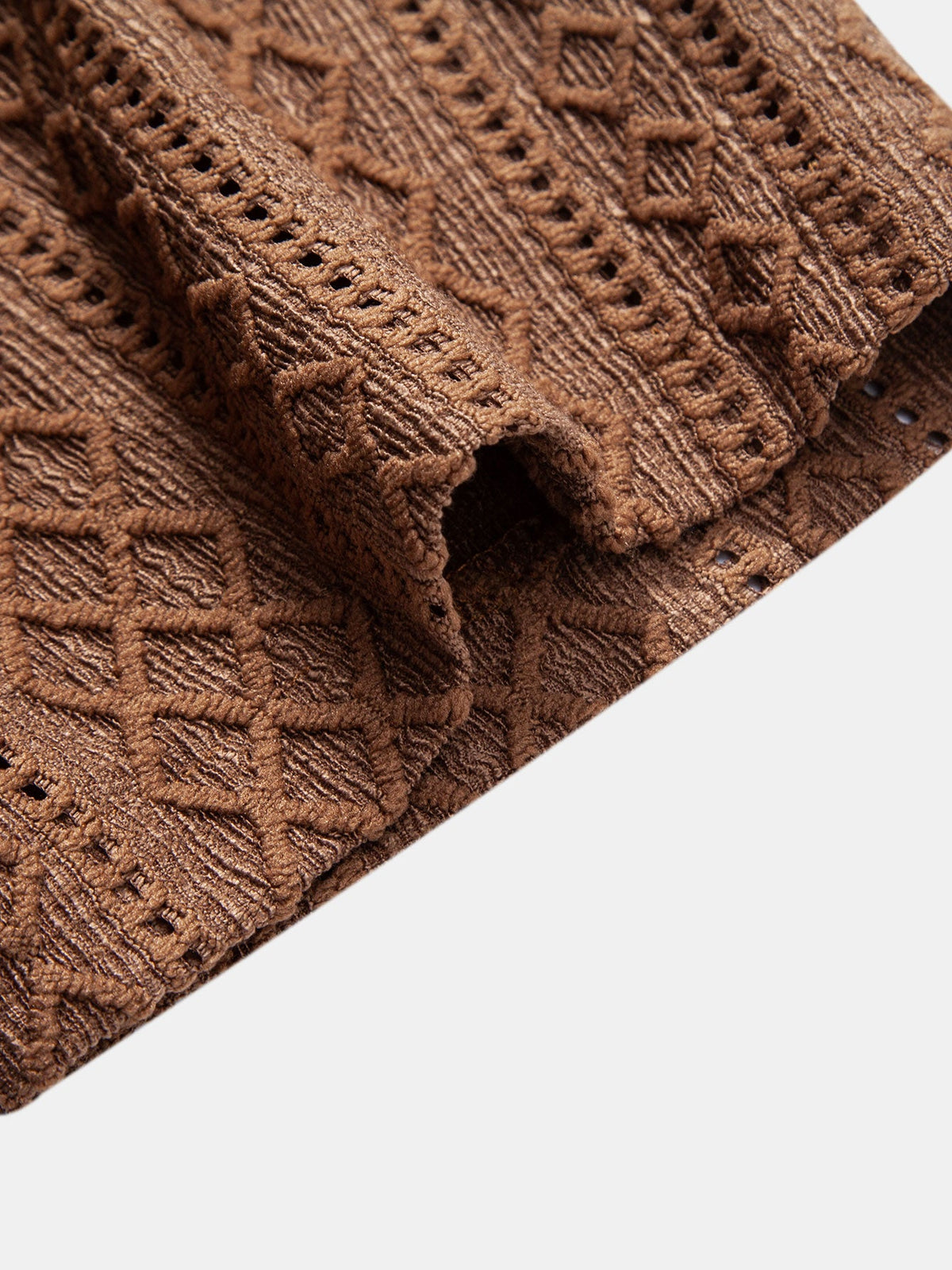 Jacquard-nappipaidan kauluksen ja nappien yksityiskohta.
