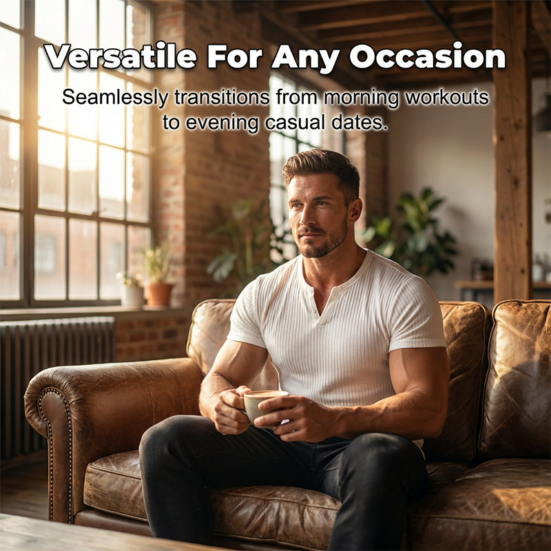 Yksivärinen slim fit Henley-paita miehille